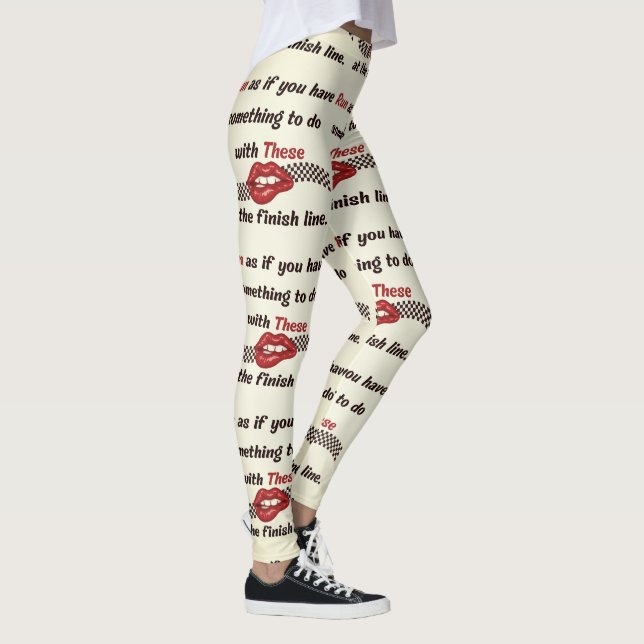 Running Playful Motivational Typography Pattern Leggings (Rechts)