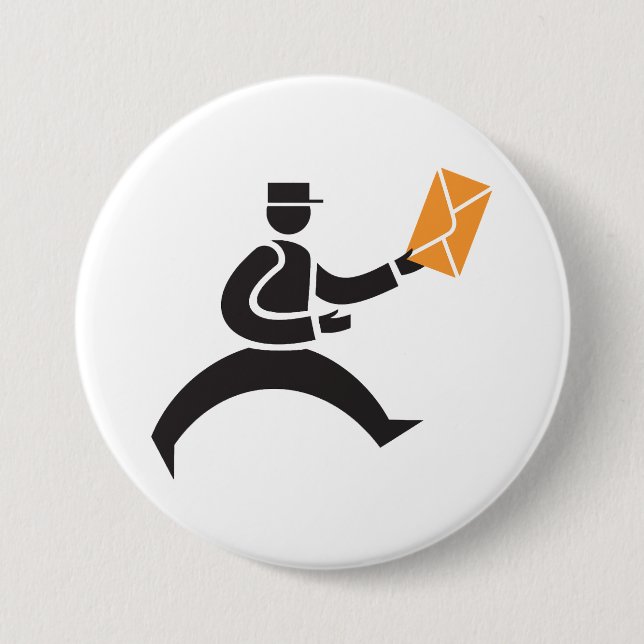 Running Postman Delivering Mail Postal Worker Button (Vorderseite)