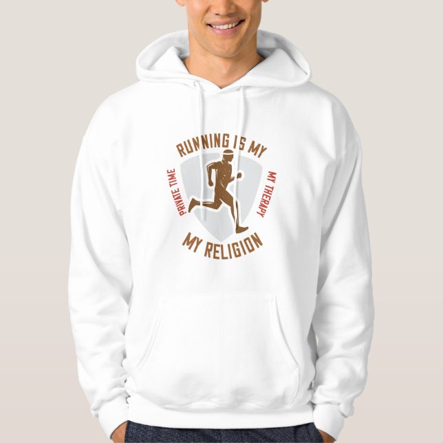Running - Running ist Therapie und Religion Hoodie (Vorderseite)