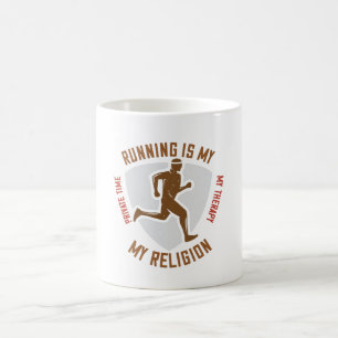 Running - Running ist Therapie und Religion Kaffeetasse