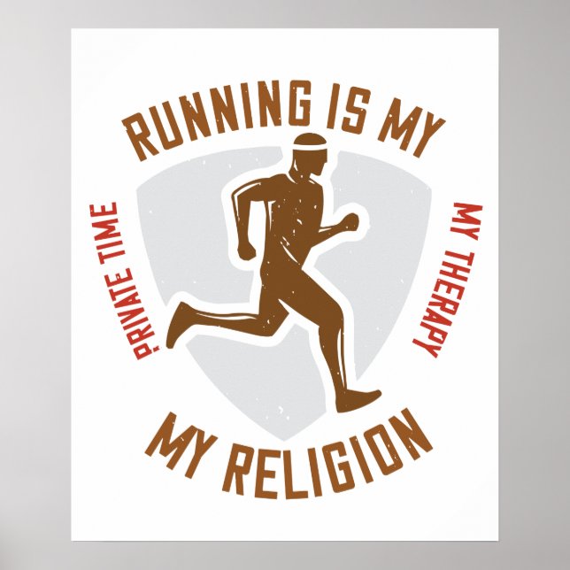 Running - Running ist Therapie und Religion Poster (Vorne)