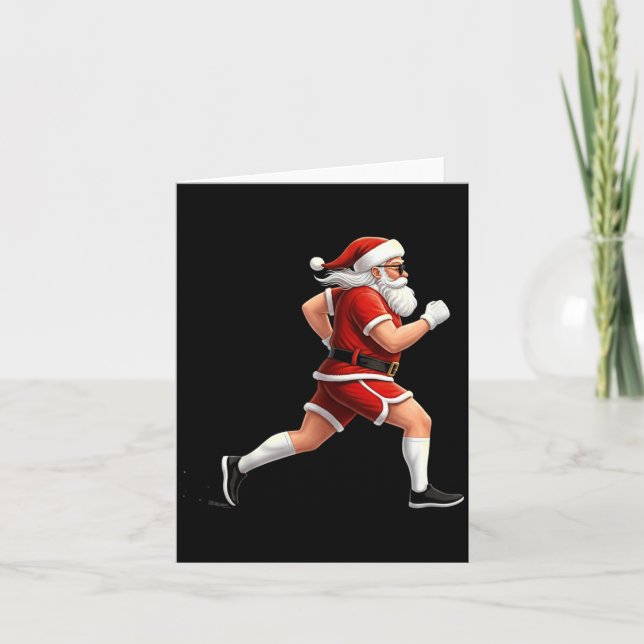 Running Santa Christmas Graphic Runner Run Maratho Karte (Vorderseite)