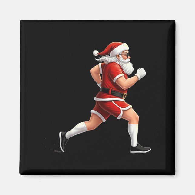 Running Santa Christmas Graphic Runner Run Maratho Magnet (Vorne)