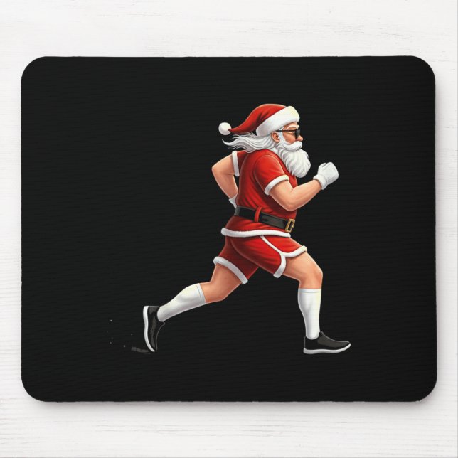 Running Santa Christmas Graphic Runner Run Maratho Mousepad (Vorne)