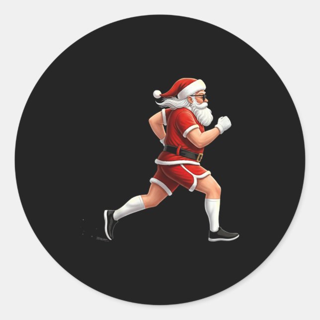 Running Santa Christmas Graphic Runner Run Maratho Runder Aufkleber (Vorderseite)