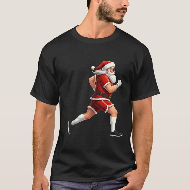 Running Santa Christmas Graphic Runner Run Maratho T-Shirt (Vorderseite)