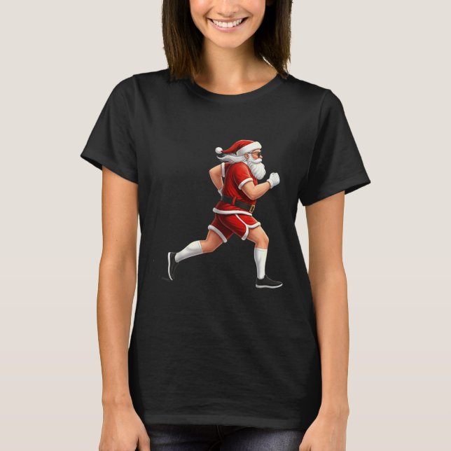 Running Santa Christmas Graphic Runner Run Maratho T-Shirt (Vorderseite)