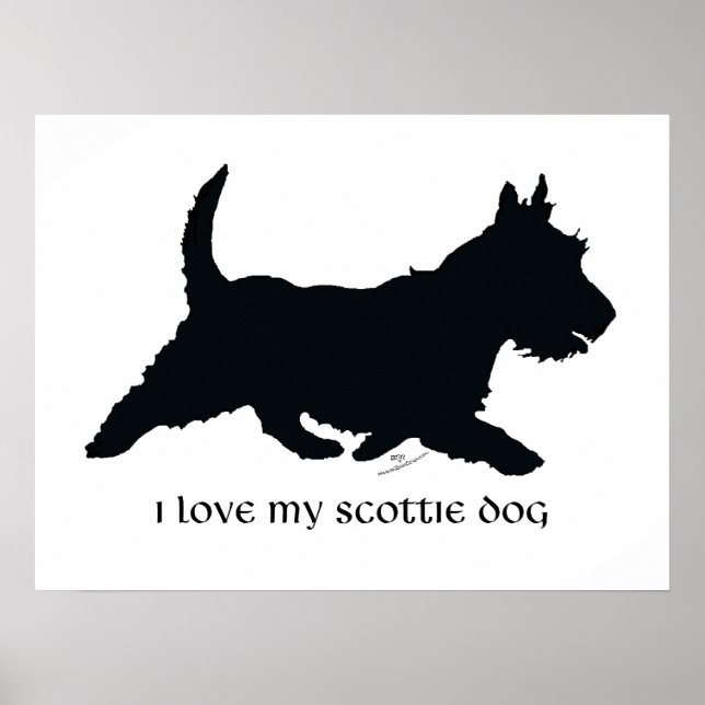 Running Scottish Terrier Silhouette Poster (Vorne)