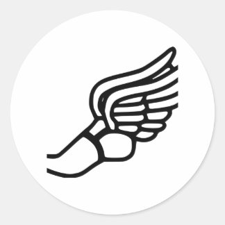 Running Shoe mit Flügeln Runder Aufkleber