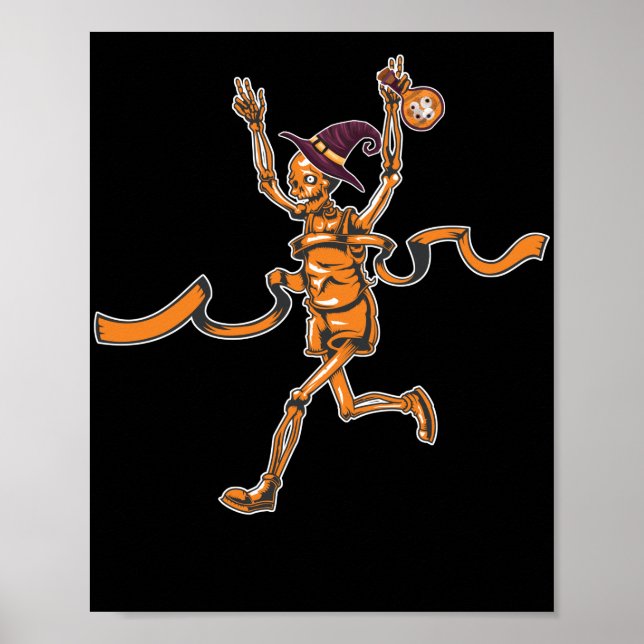 Running Skeleton Runners Funny Halloween Sport Poster (Vorne)