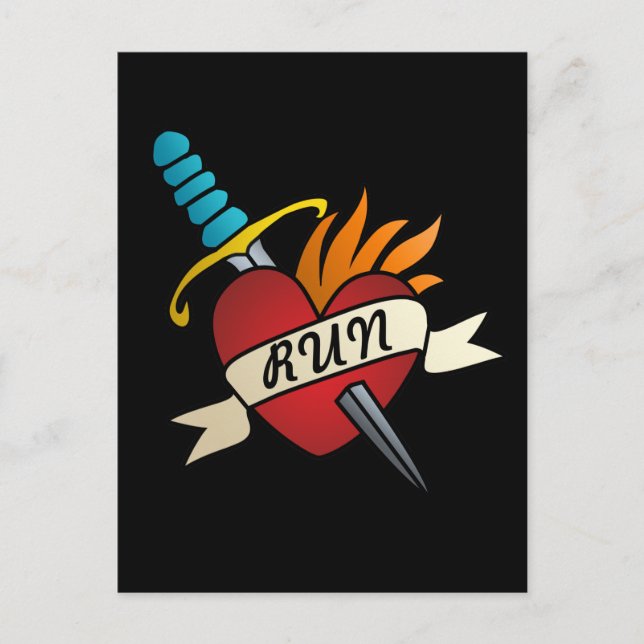 Running Tattoo Postkarte (Vorderseite)