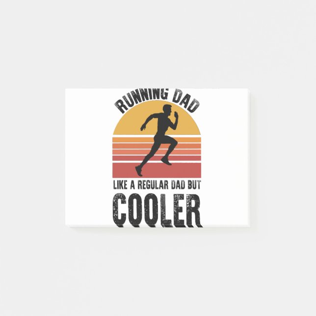 Running Vater Vathers Day Geschenk Marathon Runner Post-it Klebezettel (Vorderseite)