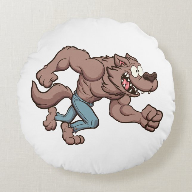 Running Werewolf Rundes Kissen (Vorderseite)