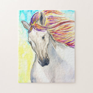Running White Horse Jigsaw Puzzle Malerei