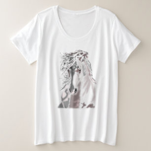 Running White Horse Plus Size T - Shirt