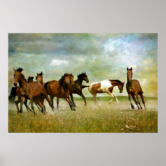 Running Wild Horses - Vintage kreative Kunst Poster (Vorne)
