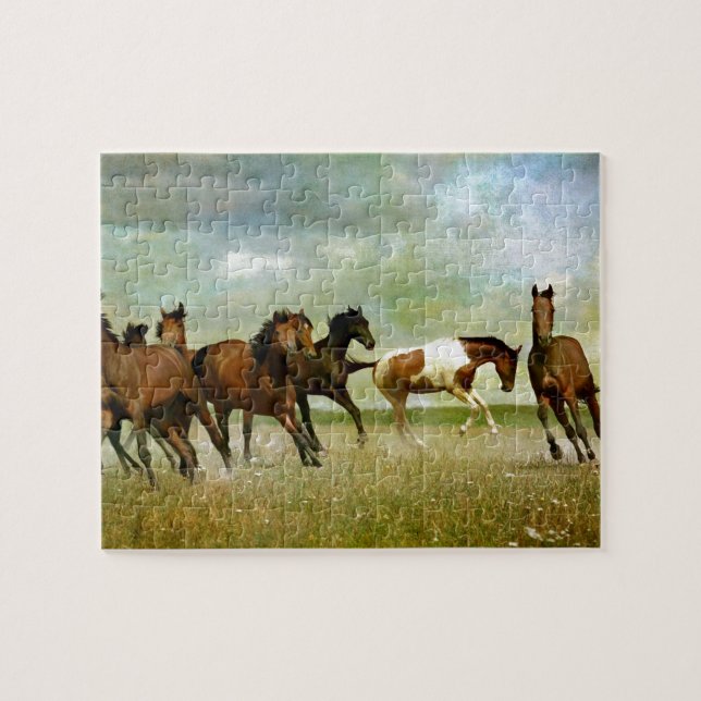 Running Wild Horses - Vintage kreative Kunst Puzzle (Horizontal)