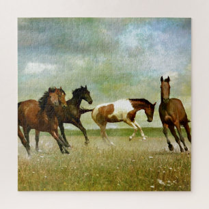 Running Wild Horses - Vintage kreative Kunst Puzzle