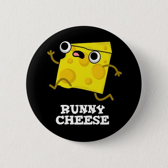 Runny Cheese Funny Food Pub Dark BG Button (Vorderseite)