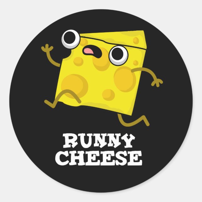 Runny Cheese Funny Food Pub Dark BG Runder Aufkleber (Vorderseite)