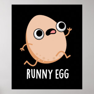 Runny Egg Funny Food Pub Dark BG Poster