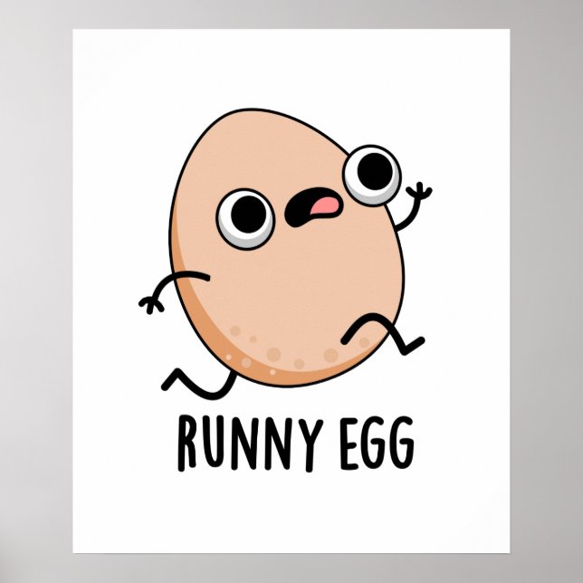Runny Egg Funny Running Egg Puff Poster (Vorne)