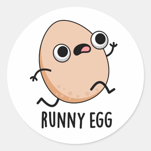Runny Egg Funny Running Egg Puff Runder Aufkleber (Vorderseite)