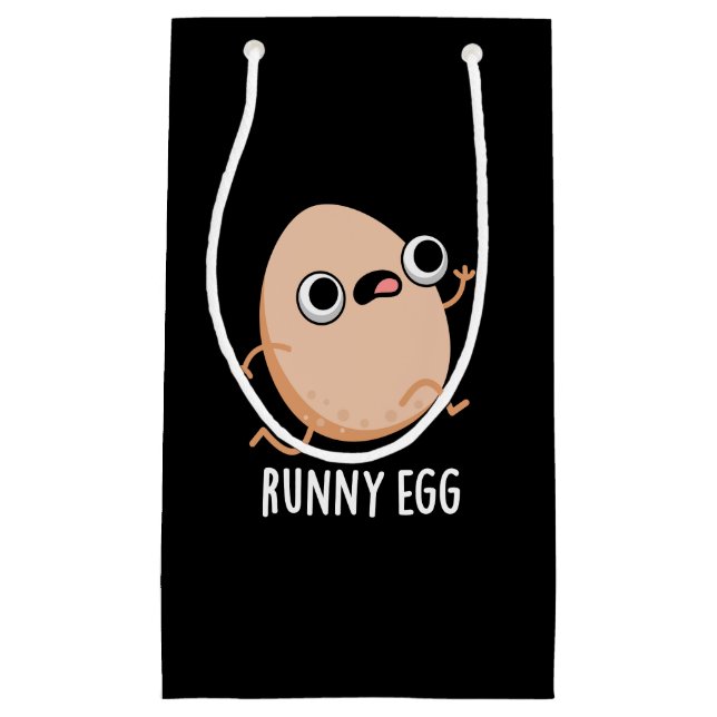 Runny Egg Funny Running Egg Pun Dark BG Kleine Geschenktüte (Vorderseite)