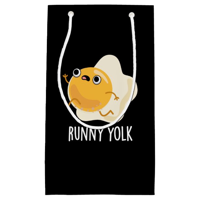Runny Yolk Funny Food Egg Pun Dark BG Kleine Geschenktüte (Vorderseite)