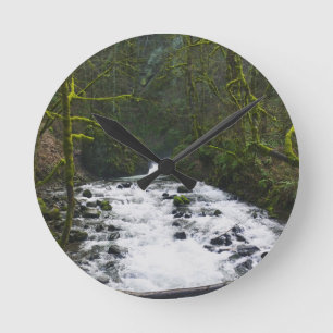 Runoff from Bridal Veil Falls, OR Runde Wanduhr