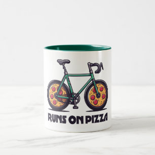 Runs auf Pizza Zweifarbige Tasse