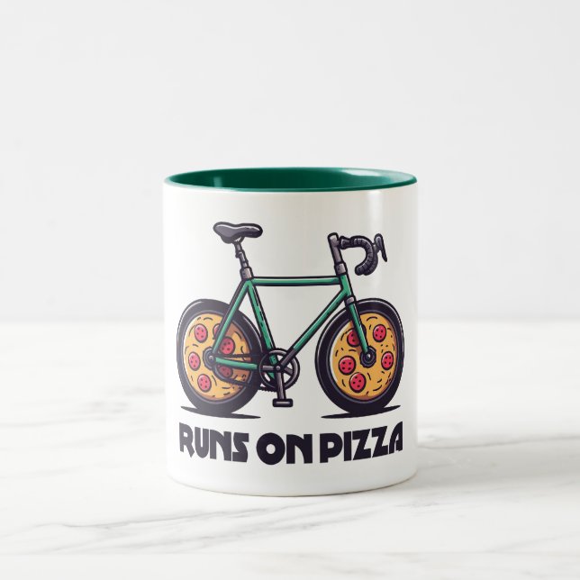 Runs auf Pizza Zweifarbige Tasse (Mittel)