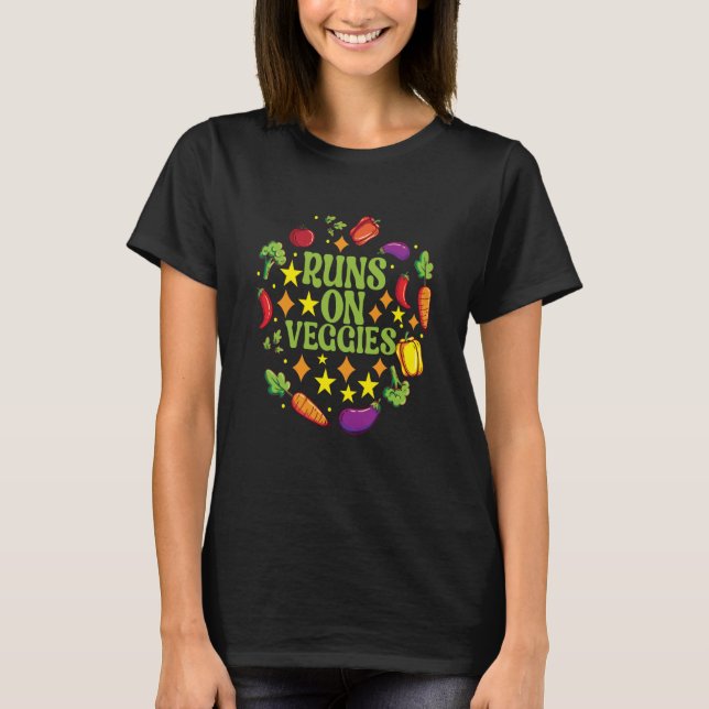 Runs auf Veggies Tierrechte Vegan Vegetarier T-Shirt (Vorderseite)