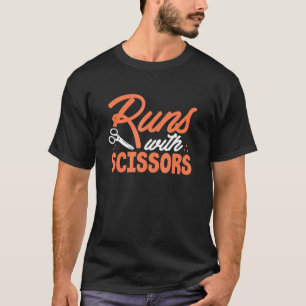 Runs mit Schere Friseur und Friseur T-Shirt