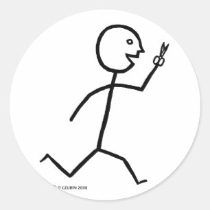 Runs mit Schere Runder Aufkleber