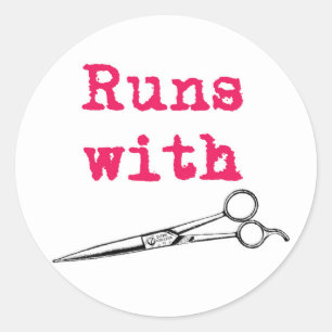 Runs mit Shears-Haarsticker Runder Aufkleber