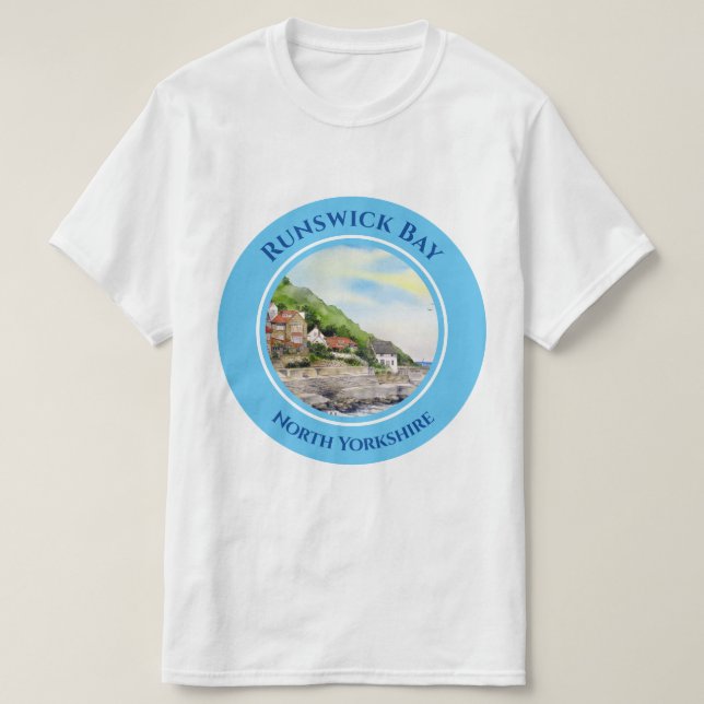 Runswick Bay North Yorkshire, England Watercolour T-Shirt (Design vorne)