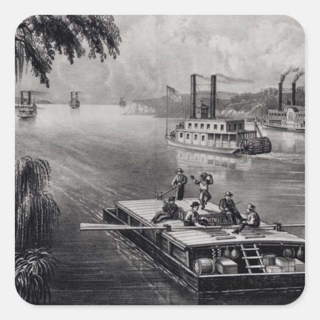 Runter am Fluss Quadratischer Aufkleber (Vorderseite)