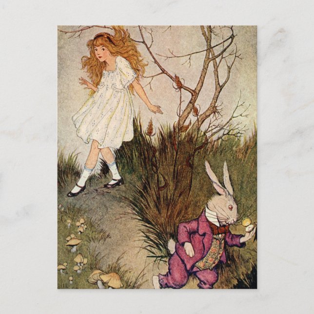 Runter zum Kaninchenloch Postkarte (Vorderseite)