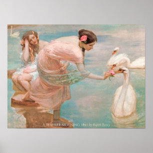 Rupert Bunny Summer Morgen 1897 Frauen mit Schwäne Poster