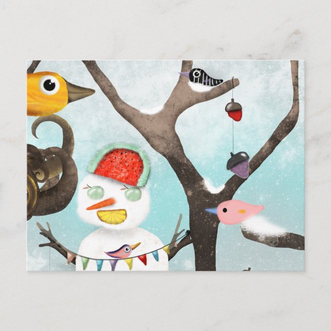 Rupydetequila Winter Snowman Postkarte (Vorderseite)