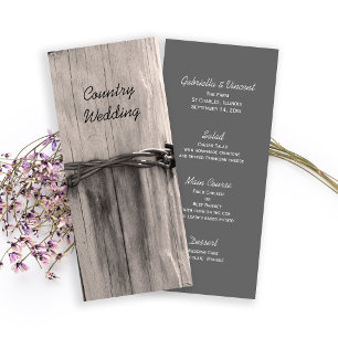 Rural Fence Post Country Ranch Wedding Menu Menükarte