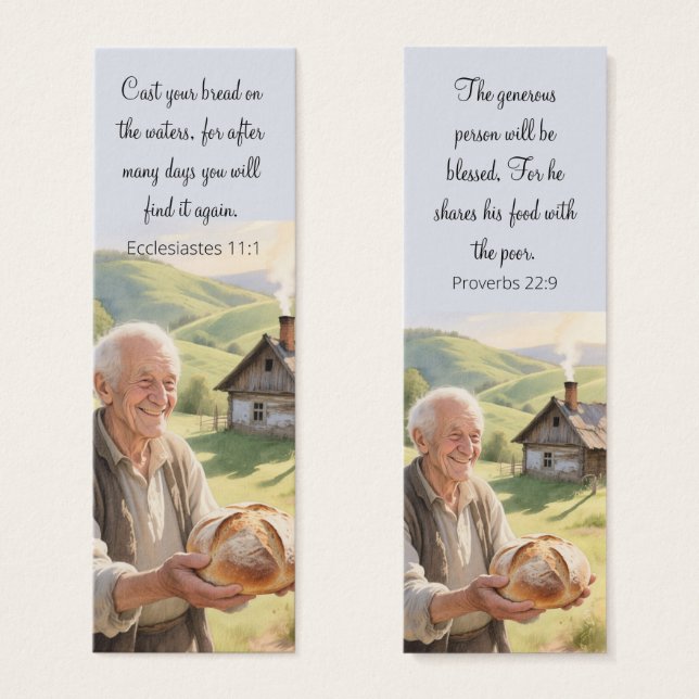 Rural landscape bookmark with motivating Bible (Vorne & Hinten)