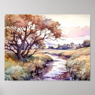 Rural River Wcolor Poster
