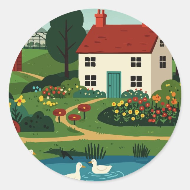 Rural town runder aufkleber (Vorderseite)