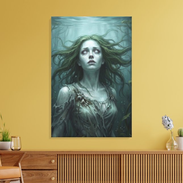 Rusalka Floating in Stagnant Pond Leinwanddruck (Insitu (Wohnzimmer))