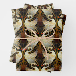 Rush Iris Crane Birds Gold Ivory Set Geschenkpapier Set