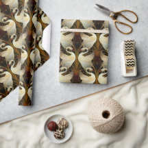 Rush Iris Crane Birds Gold Ivory Wrapping Paper