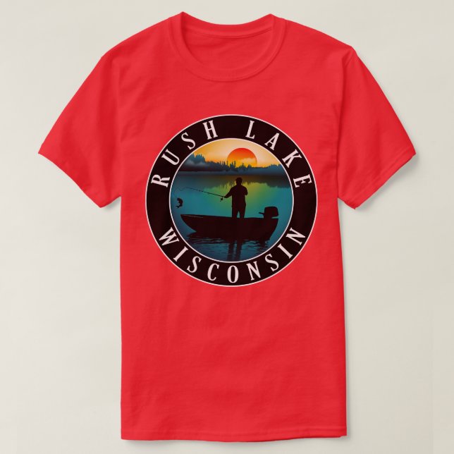 Rush Lake Wisconsin Fischerei T-Shirt (Design vorne)