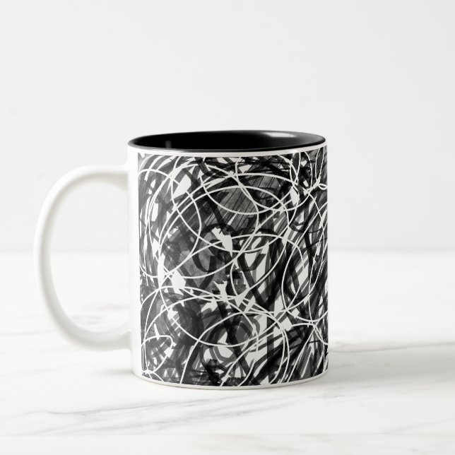 Rush of Time Abstrakte Kunst Zweifarbige Tasse (Links)